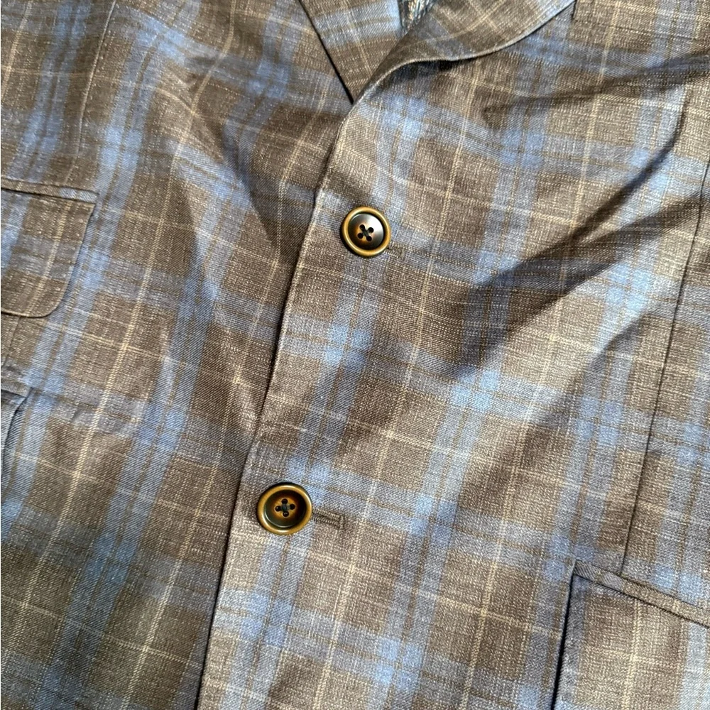 REDA 1865 Italy Traceable Wool and Silk Brown and Blue 2 Button Blazer Jacket